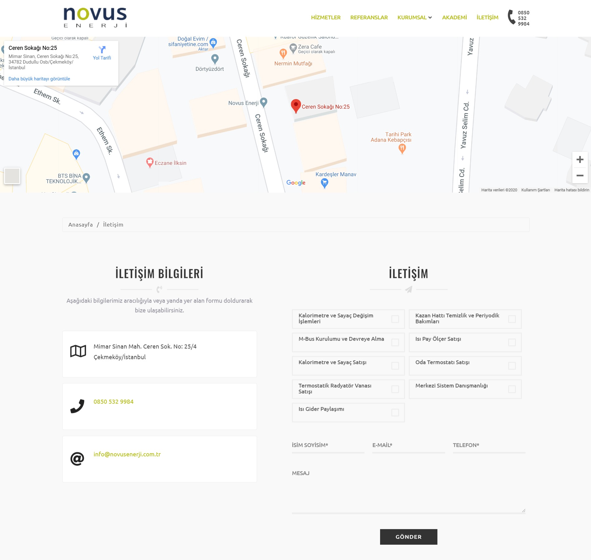 Novus Enerji Web Sitesi İletişim